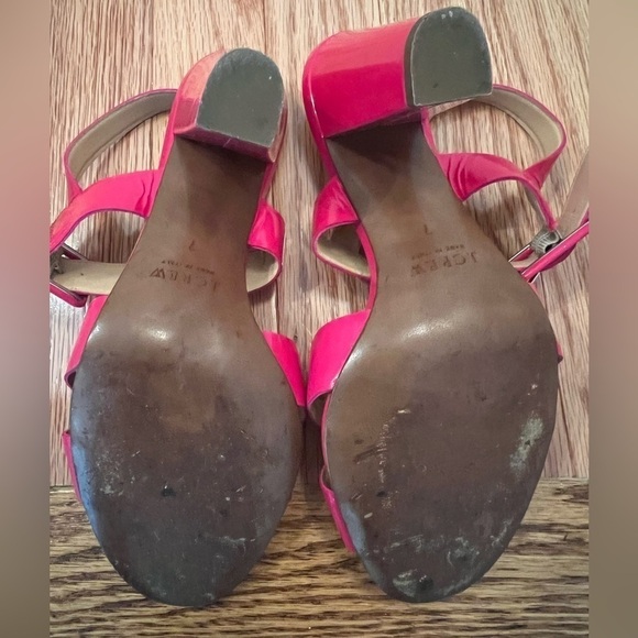 J. Crew Sydney Hot Pink Patent Leather Block Heel Sandals Size 7 - Picture 9 of 10